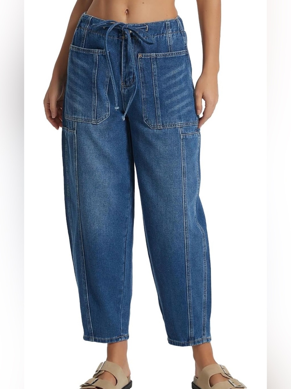 Amazon Tie-Waist Barrel Jeans